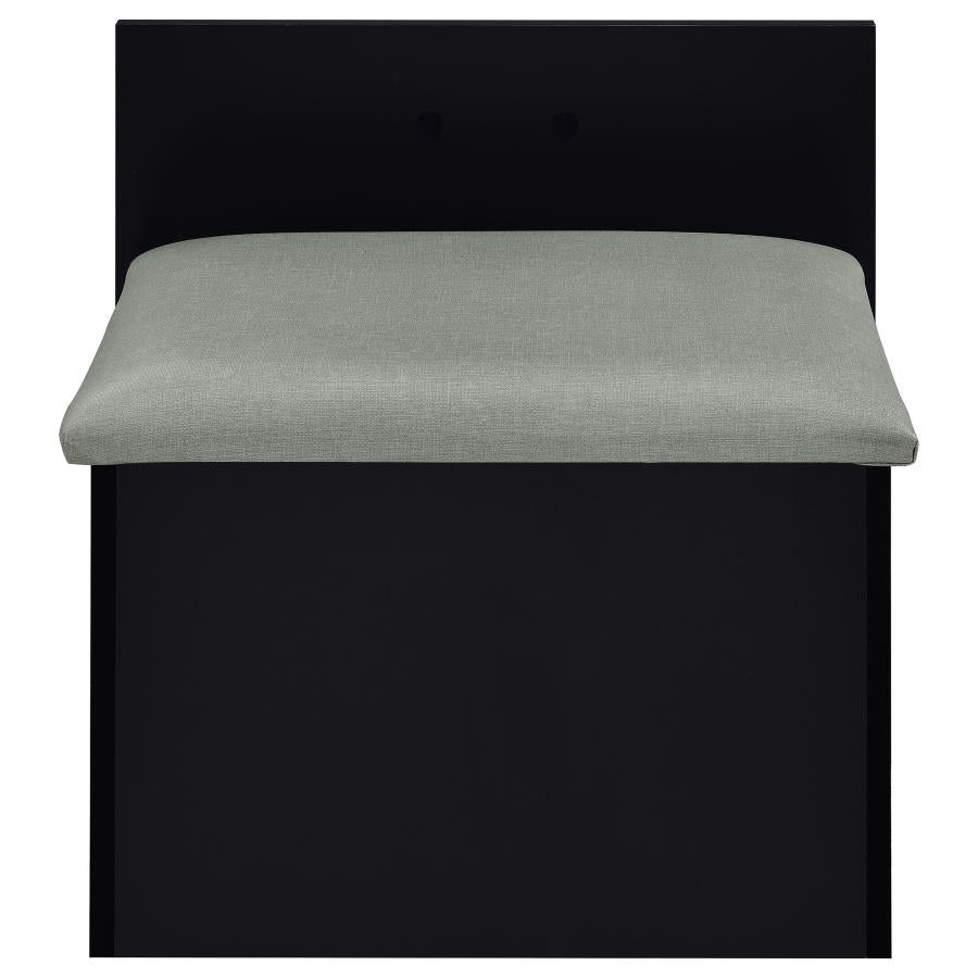 Danbury Black High Gloss 3-drawer Makeup Vanity & Stool Set