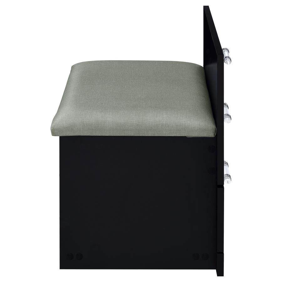 Danbury Black High Gloss 3-drawer Makeup Vanity & Stool Set
