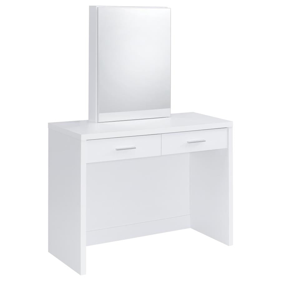 Bunbury White Makeup Vanity Table Set Storage Mirror and Stool