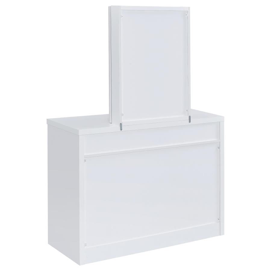 Bunbury White Makeup Vanity Table Set Storage Mirror and Stool