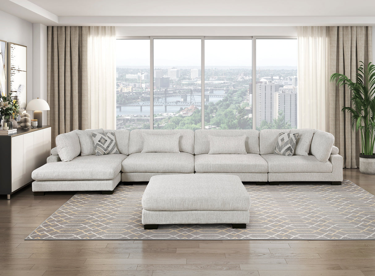 Tinley Beige Ottoman by Homelegance at Eve Furniture