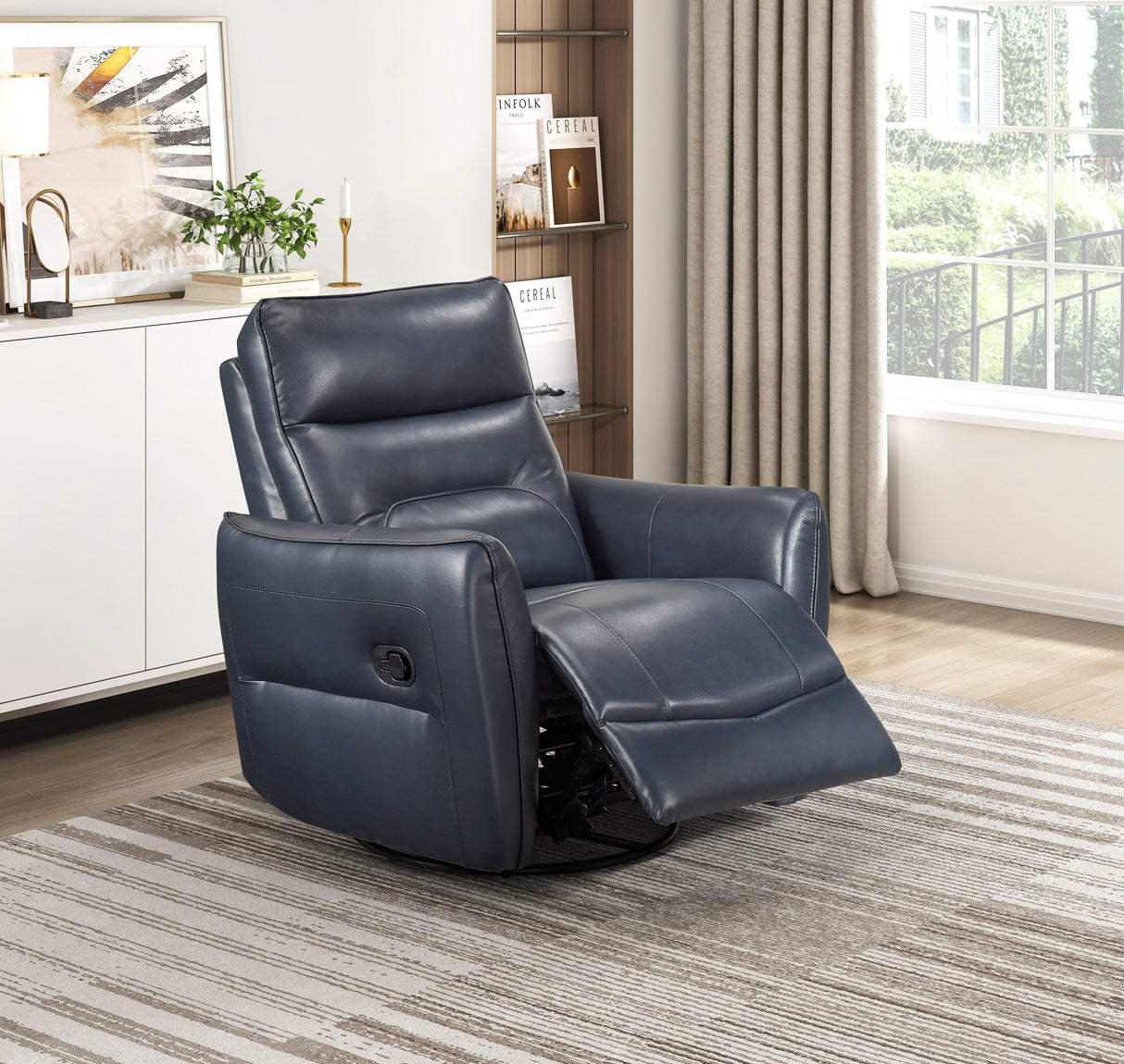 Thomas Dark Blue Swivel Glider Reclining Chair
