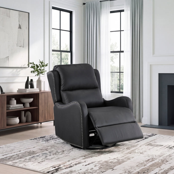 Regent Black Swivel Glider Reclining Chair by Homelegance at Eve Furniture