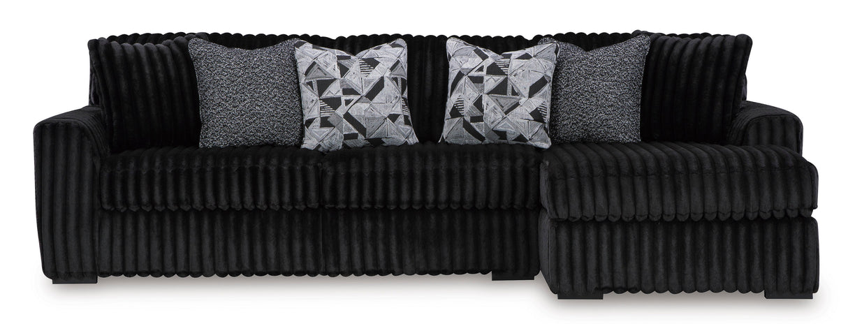Midnight-Madness Onyx 2-Piece Right Arm Facing Chaise Sectional by Ashley at Eve Furniture