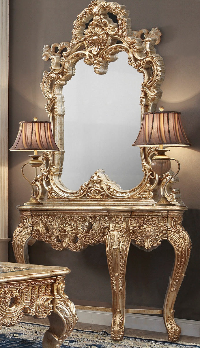 HD-998G Marbled Metallic Gold Console by Homey Design at Eve Furniture