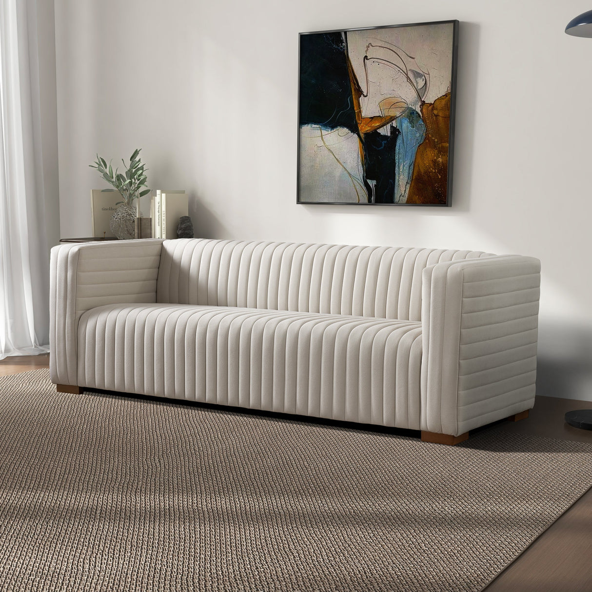 Elara Cream Velvet Sofa by Ashcroft Imports at Eve Furniture