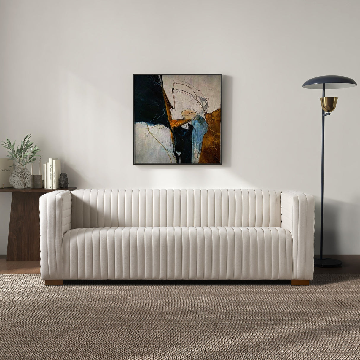 Elara Cream Velvet Sofa by Ashcroft Imports at Eve Furniture