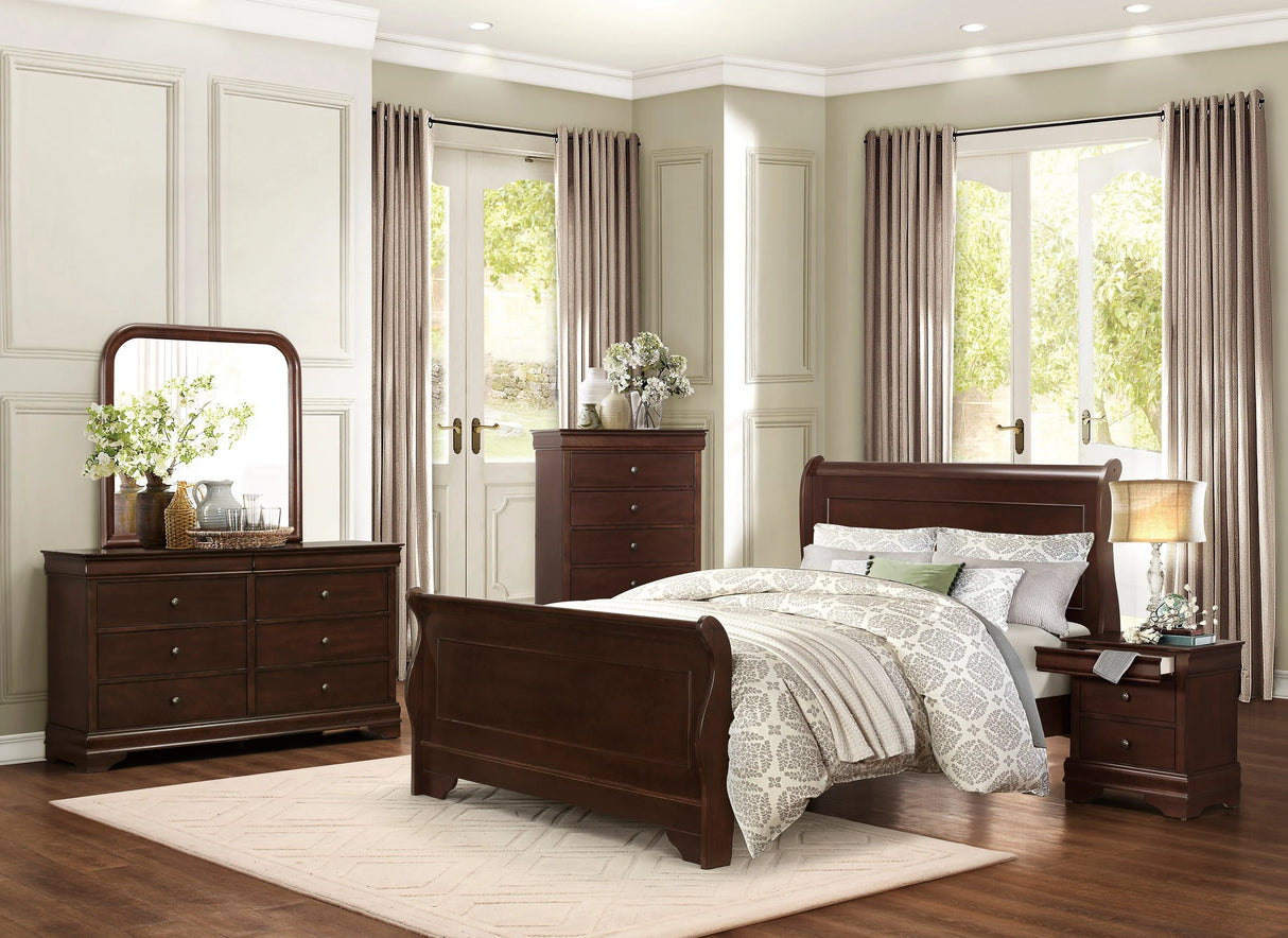 Abbeville Cherry Queen Sleigh Bed by Homelegance at Eve Furniture