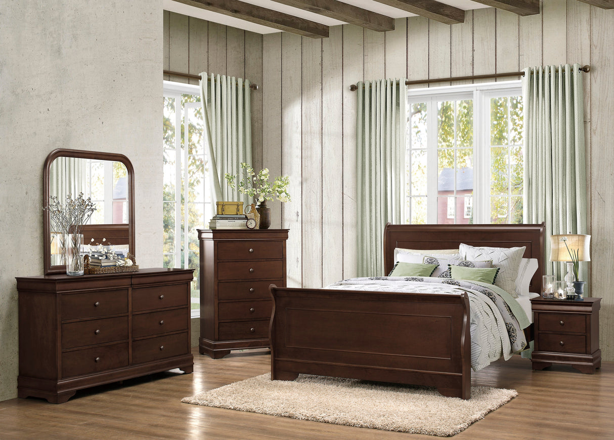 Abbeville Cherry Queen Sleigh Bed by Homelegance at Eve Furniture