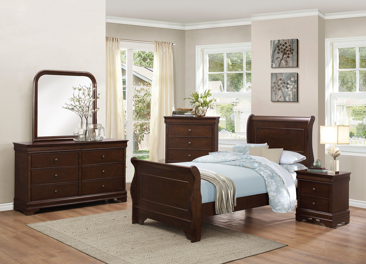 Abbeville Cherry Twin Sleigh Bed by Homelegance at Eve Furniture