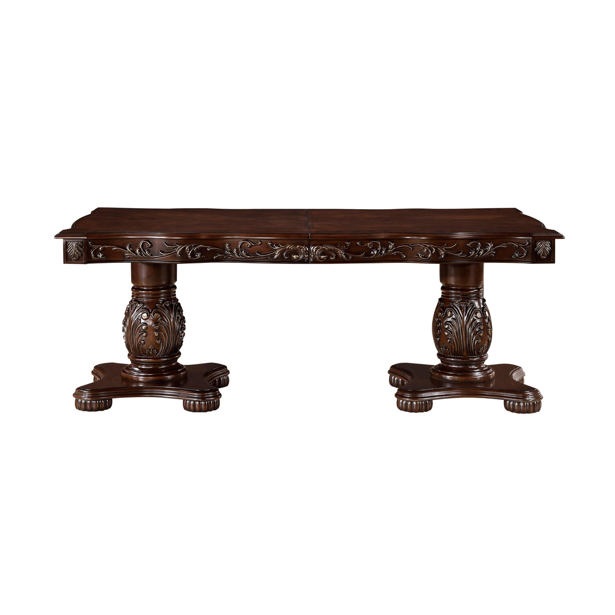Adelina Cherry Double Pedestal Extendable Dining Table by Homelegance at Eve Furniture