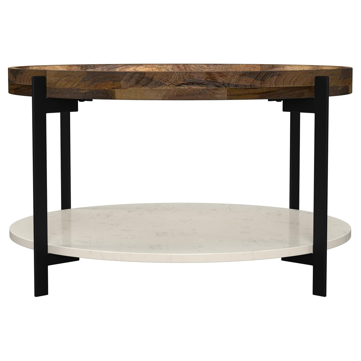 Adhvik Natural Round Wood Top Coffee Table with Marble Shelf by Coaster at Eve Furniture