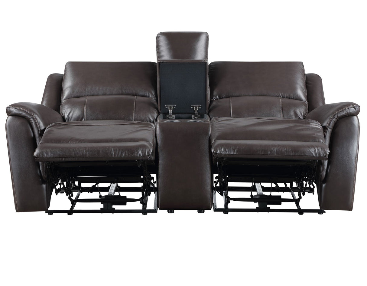 Alexandria Chocolate 3-Piece Top-Grain Leather Power Reclining Set by Steve Silver at Eve Furniture