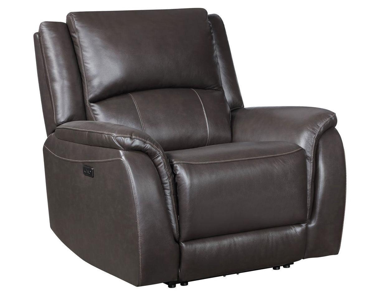 Alexandria Chocolate 3-Piece Top-Grain Leather Power Reclining Set by Steve Silver at Eve Furniture