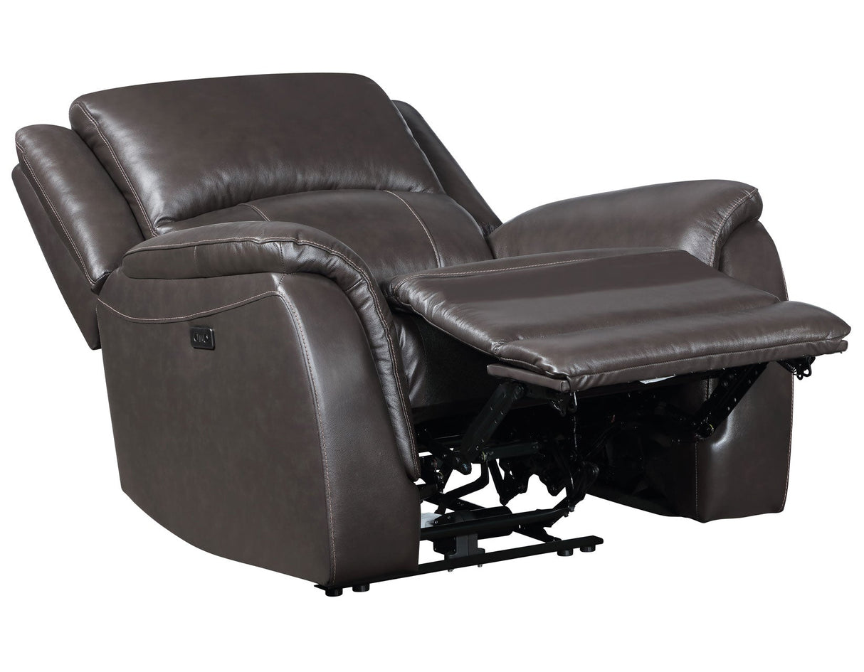Alexandria Chocolate 3-Piece Top-Grain Leather Power Reclining Set by Steve Silver at Eve Furniture