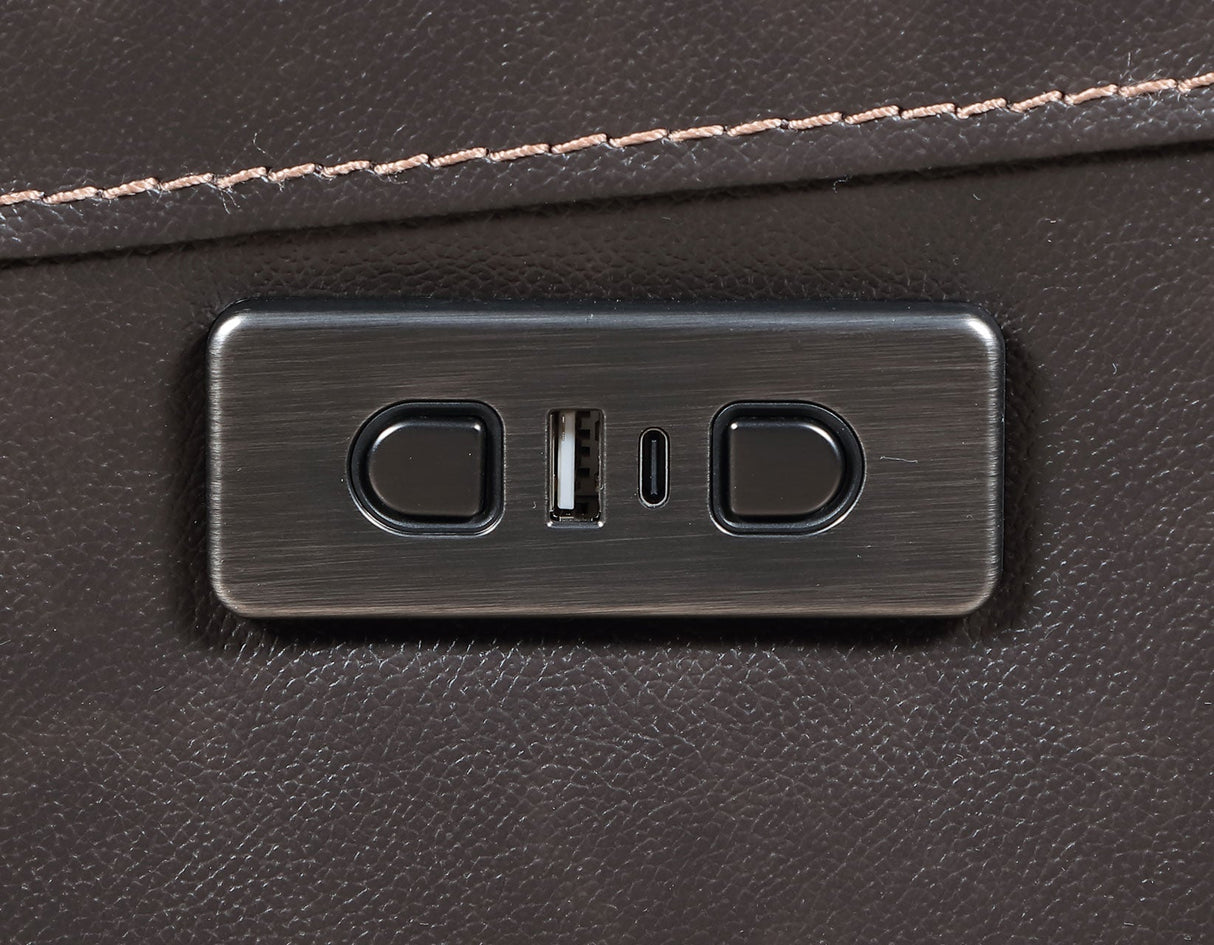 Alexandria Chocolate Top-Grain Leather Power Recliner by Steve Silver at Eve Furniture