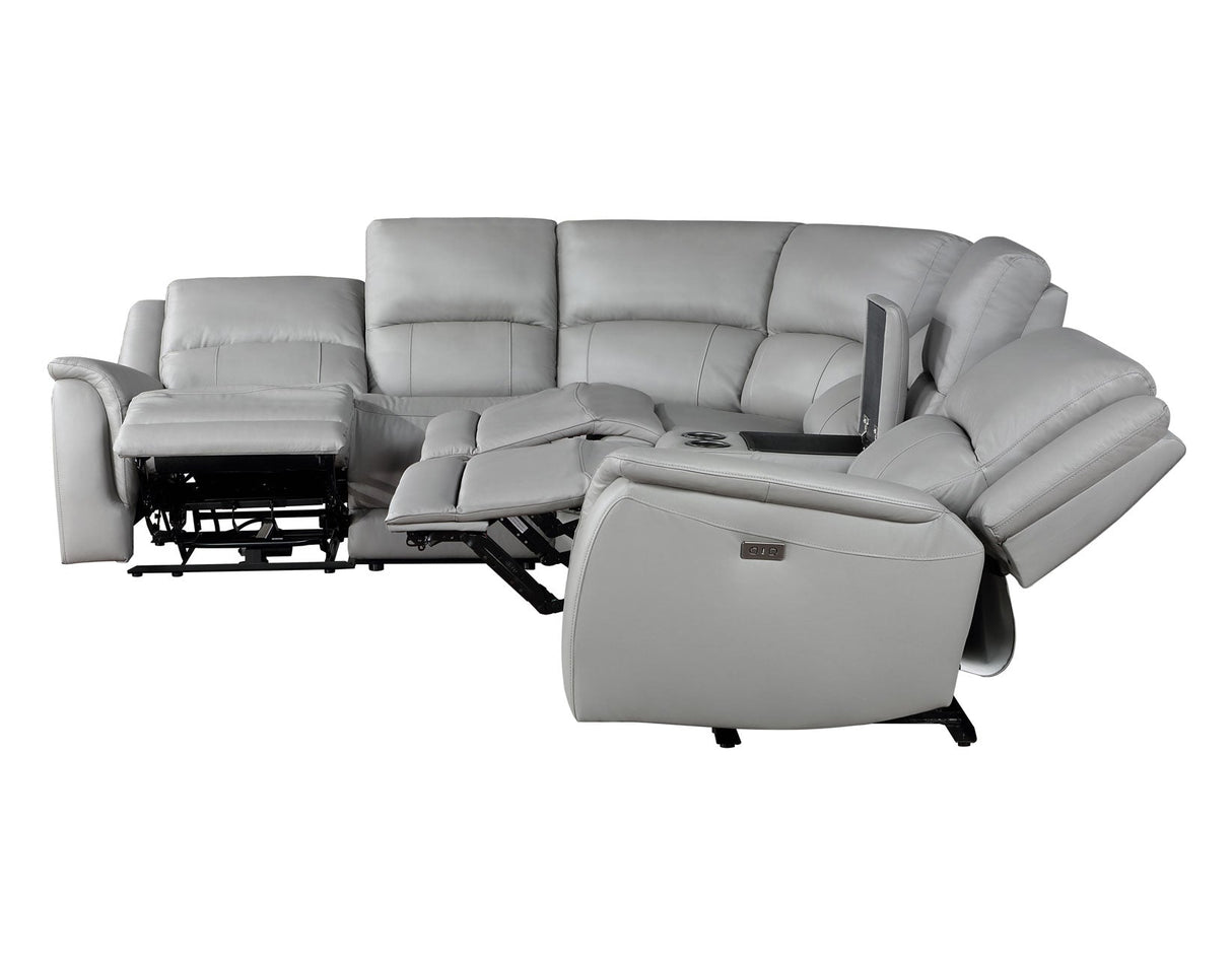 Alexandria Stone Top-Grain Leather 6-Piece Power Reclining Set by Steve Silver at Eve Furniture