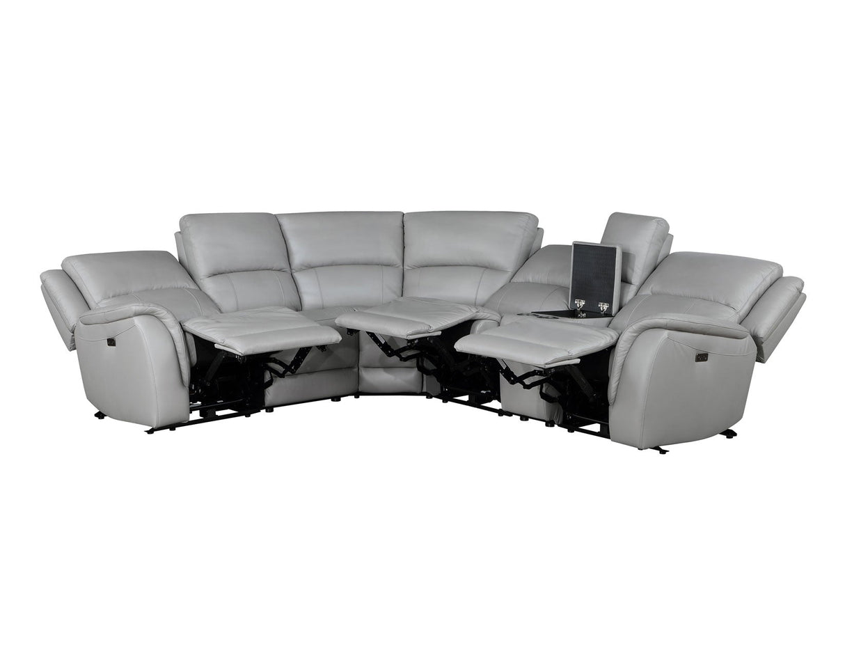Alexandria Stone Top-Grain Leather 6-Piece Power Reclining Set by Steve Silver at Eve Furniture