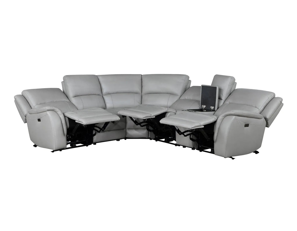 Alexandria Stone Top-Grain Leather 6-Piece Power Reclining Set by Steve Silver at Eve Furniture