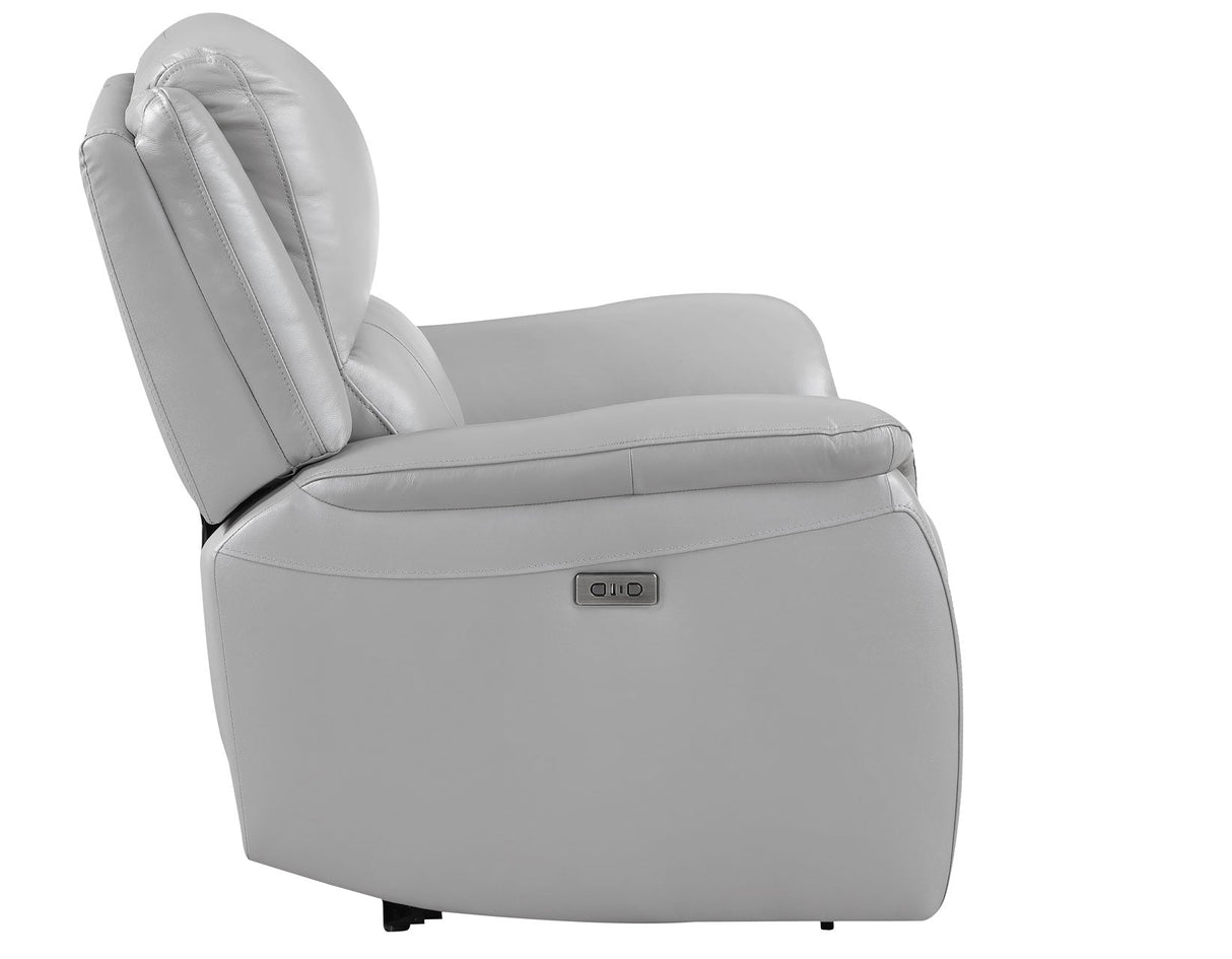 Alexandria Stone Top-Grain Leather Power Recliner by Steve Silver at Eve Furniture