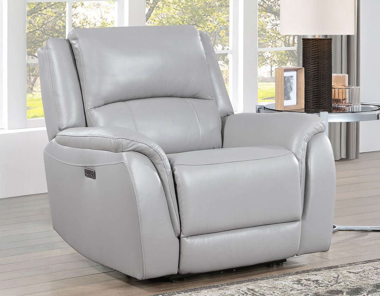 Alexandria Stone Top-Grain Leather Power Recliner by Steve Silver at Eve Furniture