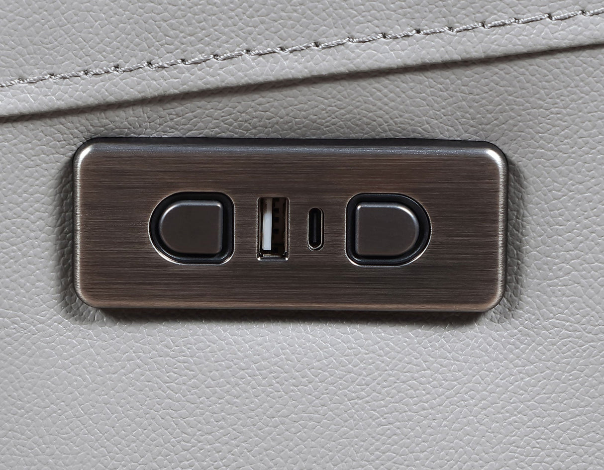 Alexandria Stone Top-Grain Leather Power Reclining Console Loveseat by Steve Silver at Eve Furniture