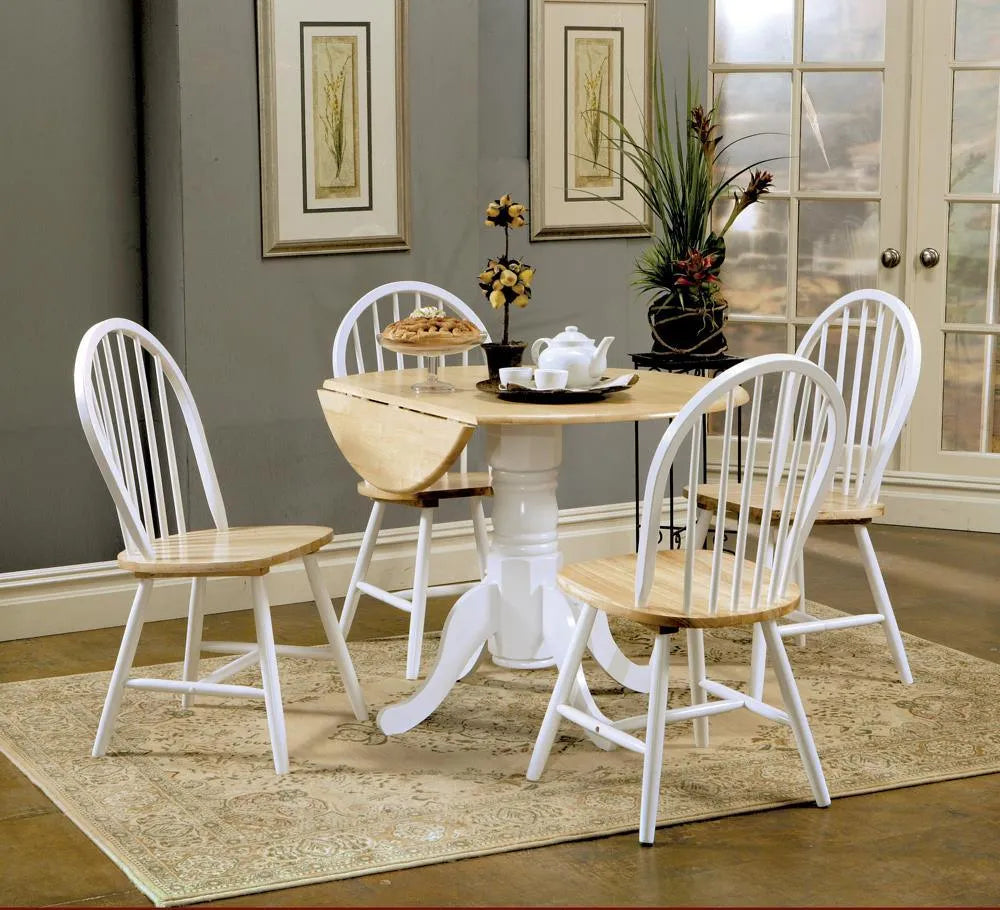 Allison Natural Brown/White 5-Piece Drop Leaf Dining Set by Coaster at Eve Furniture
