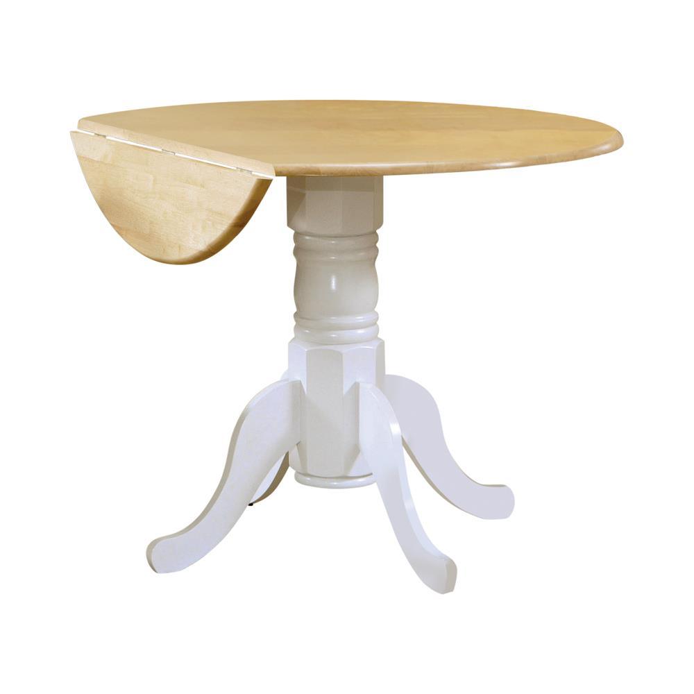 Allison Natural Brown/White Drop Leaf Round Dining Table by Coaster at Eve Furniture
