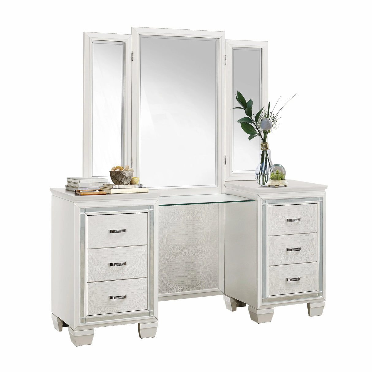 Allura White Vanity Dresser with Mirror by Homelegance at Eve Furniture