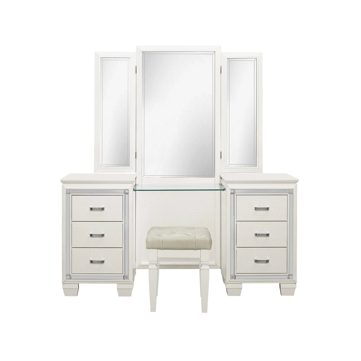 Allura White Vanity Dresser with Mirror by Homelegance at Eve Furniture