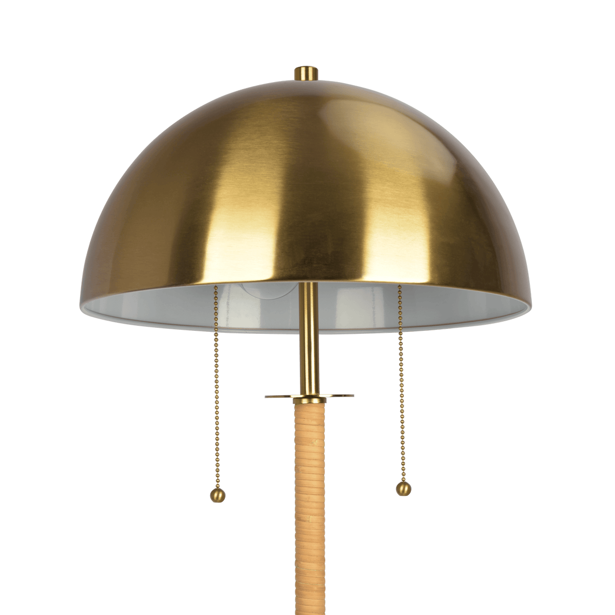 Allure 2-Light Floor Lamp, Gold Brass, Natural Rattan Tube , Double On/Off Pull Chain by Ashcroft Imports at Eve Furniture