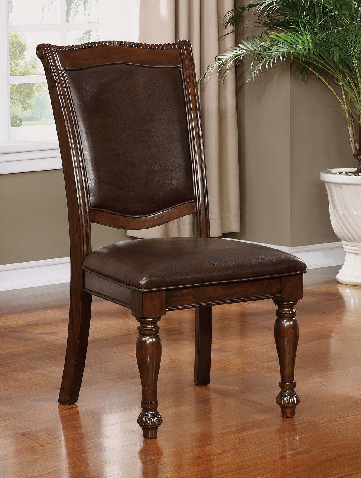 Alpena Brown Cherry/Espresso Side Chair by Furniture of America at Eve Furniture