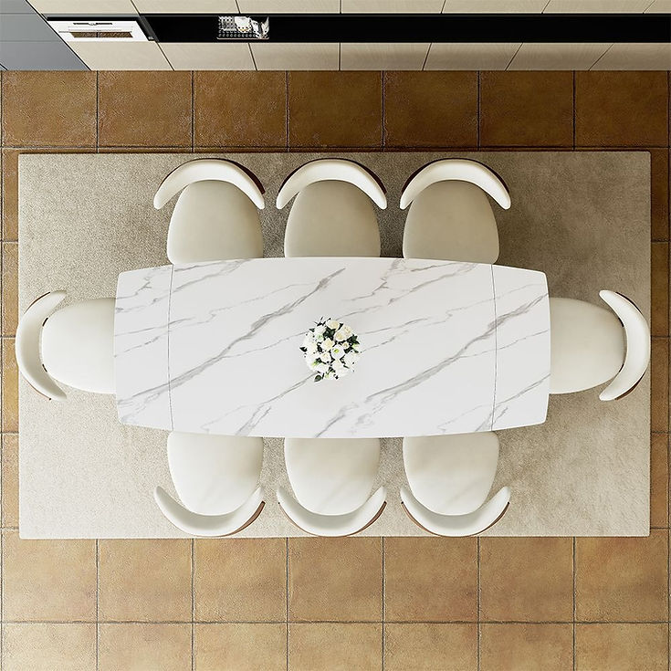 Aman 71"-95" Glossy White Dining Room Set by New Era Innovations at Eve Furniture