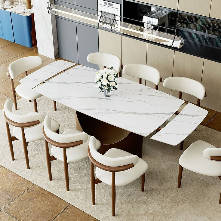 Aman 71"-95" Glossy White Dining Room Set by New Era Innovations at Eve Furniture
