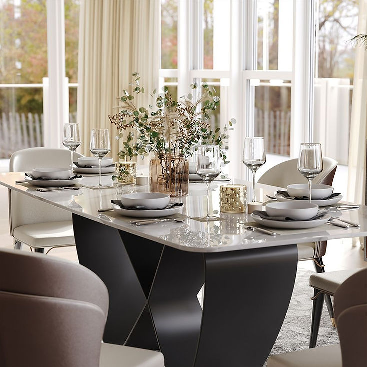 Amara Glossy White Dining Table by New Era Innovations at Eve Furniture