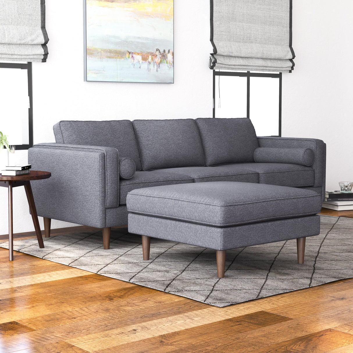 Amber Square Upholstered Ottoman (Seaside Grey) by Ashcroft Imports at Eve Furniture