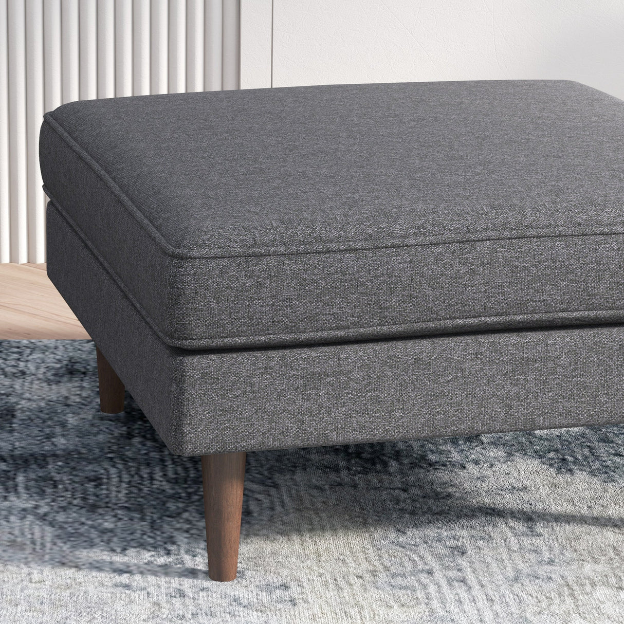 Amber Square Upholstered Ottoman (Seaside Grey) by Ashcroft Imports at Eve Furniture