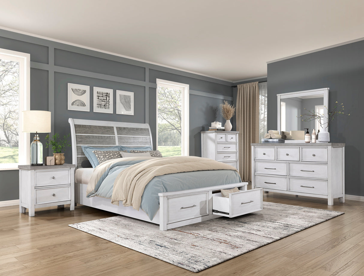 Ambrose Antique White/Gray Storage Platform Bedroom Set by Homelegance at Eve Furniture