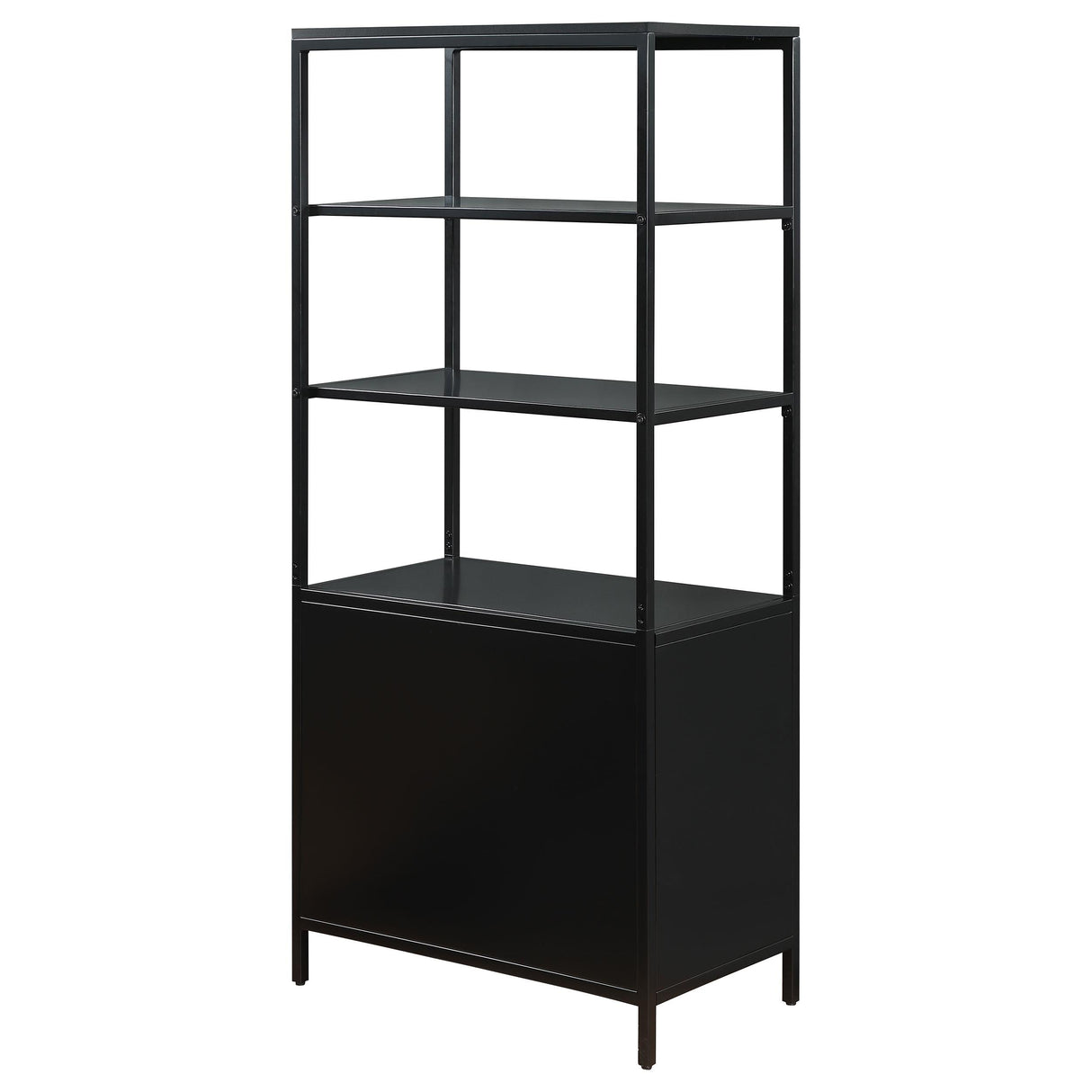 Amherst Black 3-Shelf Radio Weave Cane Metal Accent Cabinet by Coaster at Eve Furniture