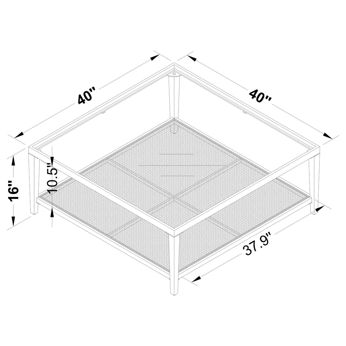 Amherst Black Glass Top Metal Coffee Table with Cane Shelf by Coaster at Eve Furniture