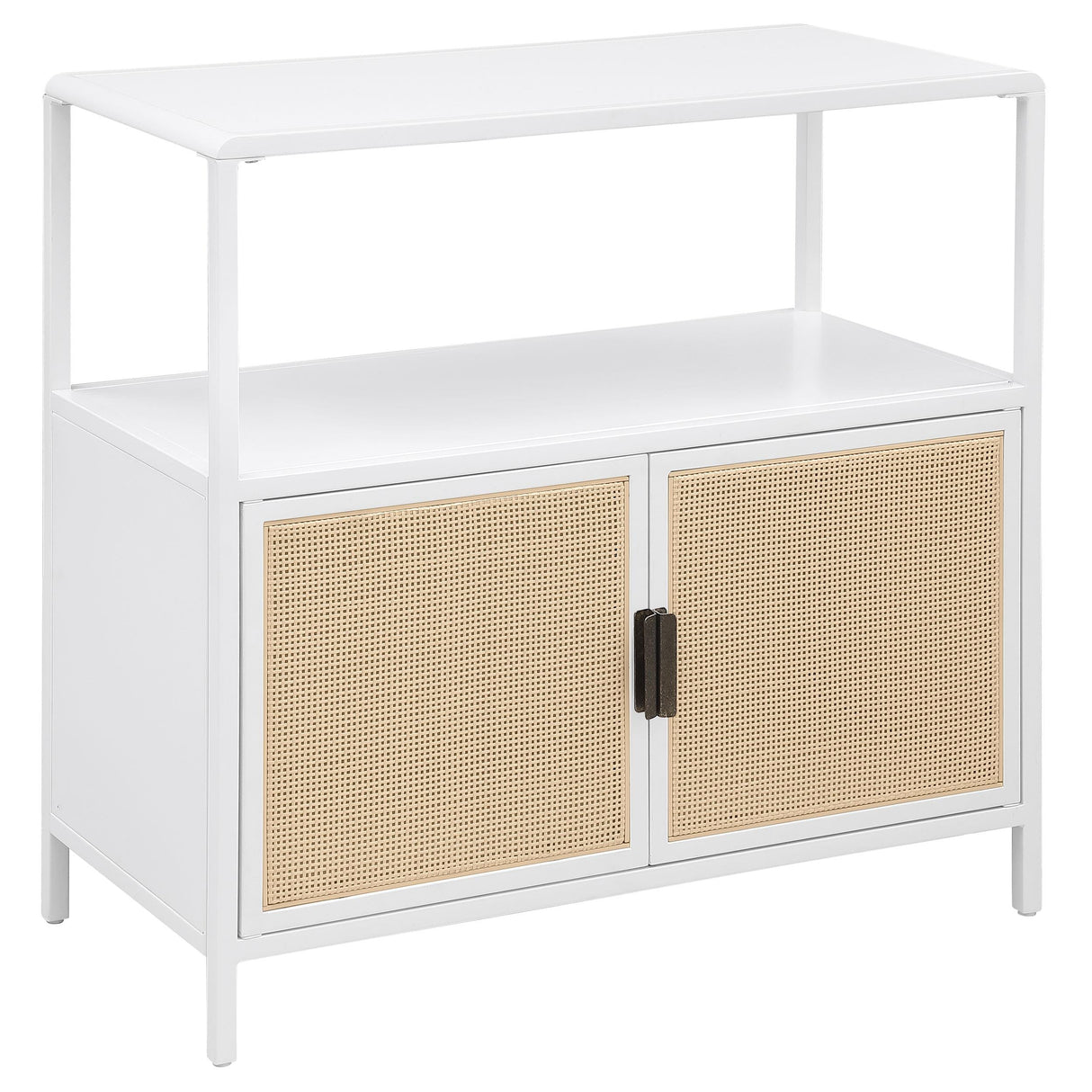 Amherst White 2-Door Radio Weave Cane Metal Accent Cabinet by Coaster at Eve Furniture