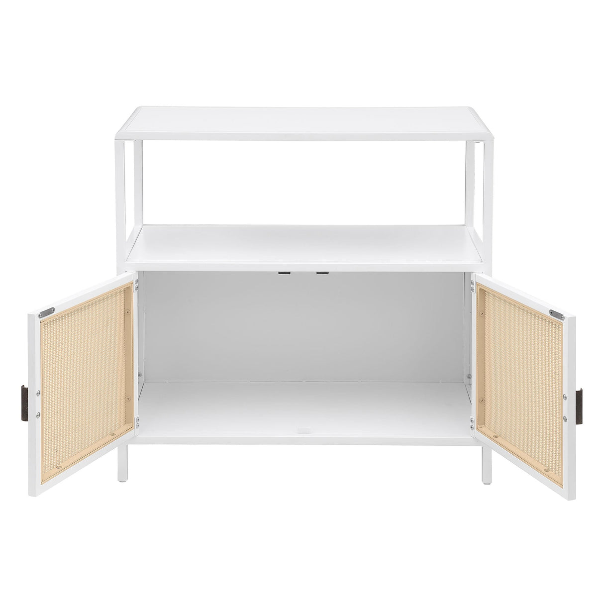 Amherst White 2-Door Radio Weave Cane Metal Accent Cabinet by Coaster at Eve Furniture