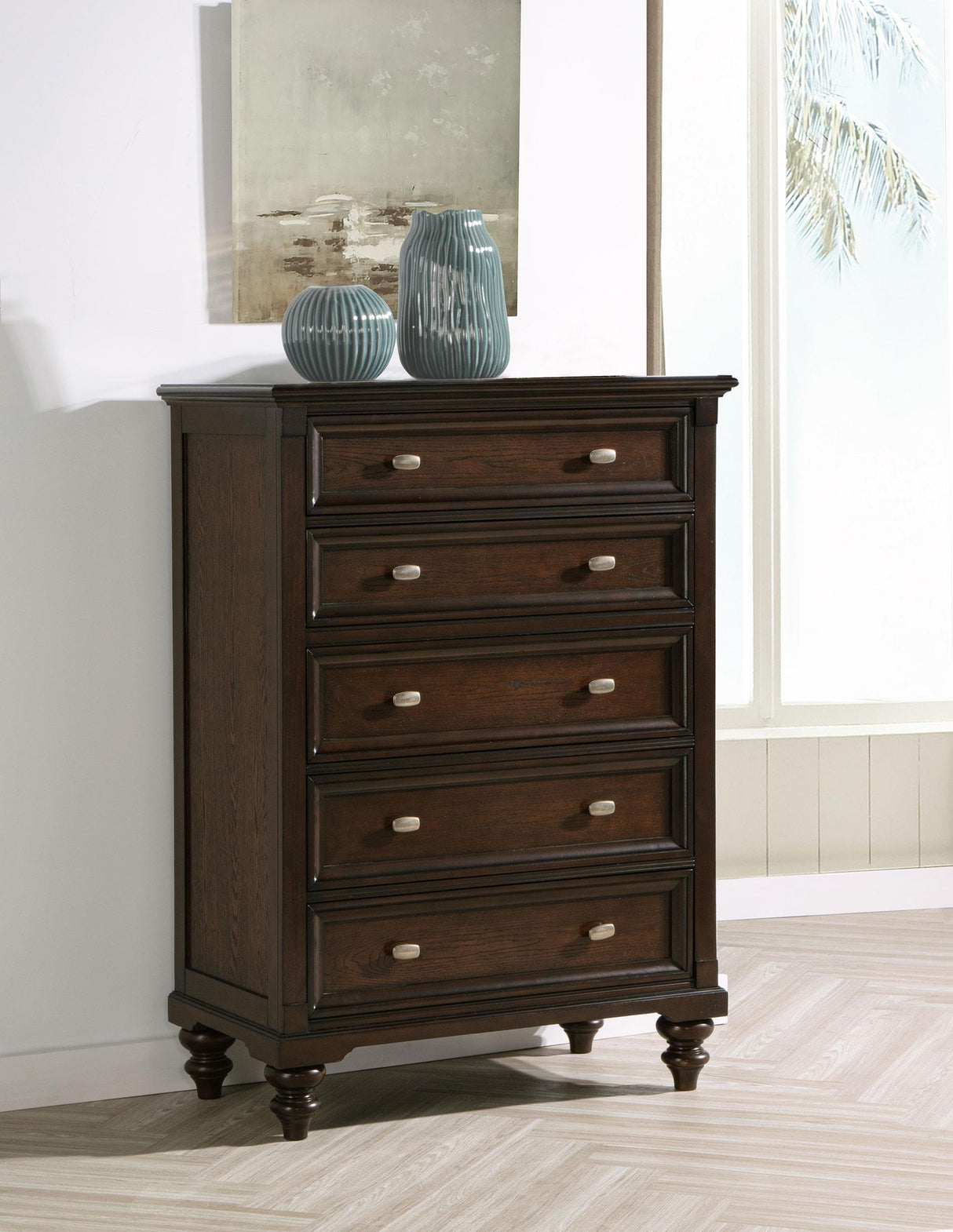 Andover Dark Oak 5-Drawer Chest by Coaster at Eve Furniture