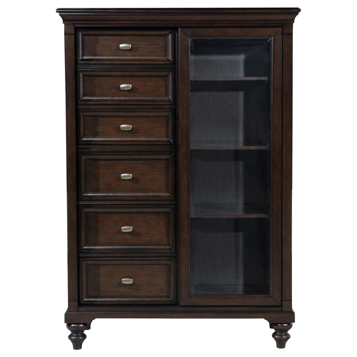Andover Dark Oak 6-Drawer Tempered Glass Door Chest by Coaster at Eve Furniture