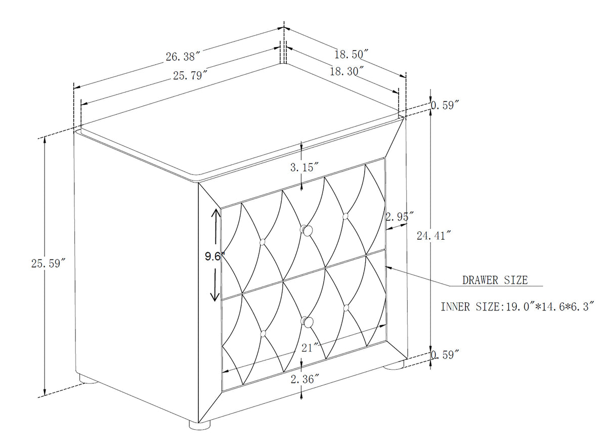 Annabelle Black Nightstand by Crown Mark at Eve Furniture