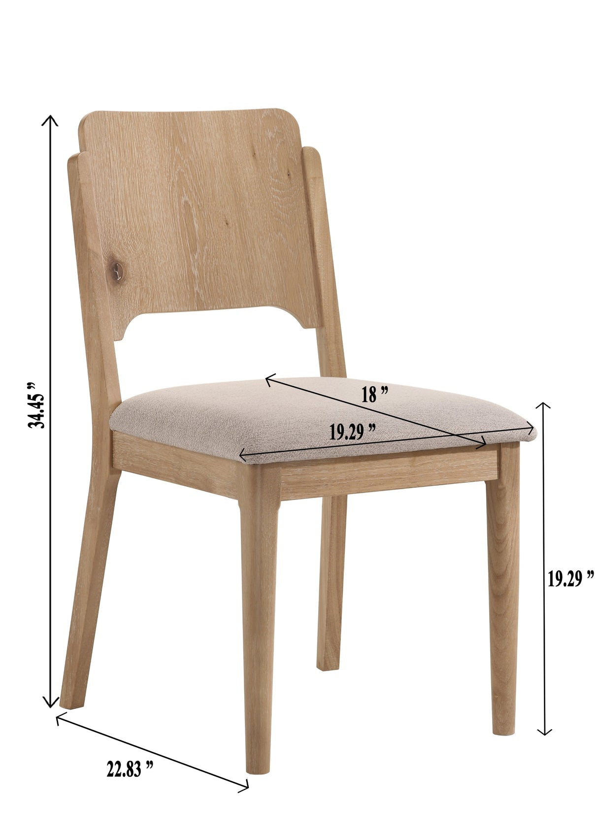 Arden Warm Wood and Beige Dining Side Chair, Set of 2 by Crown Mark at Eve Furniture