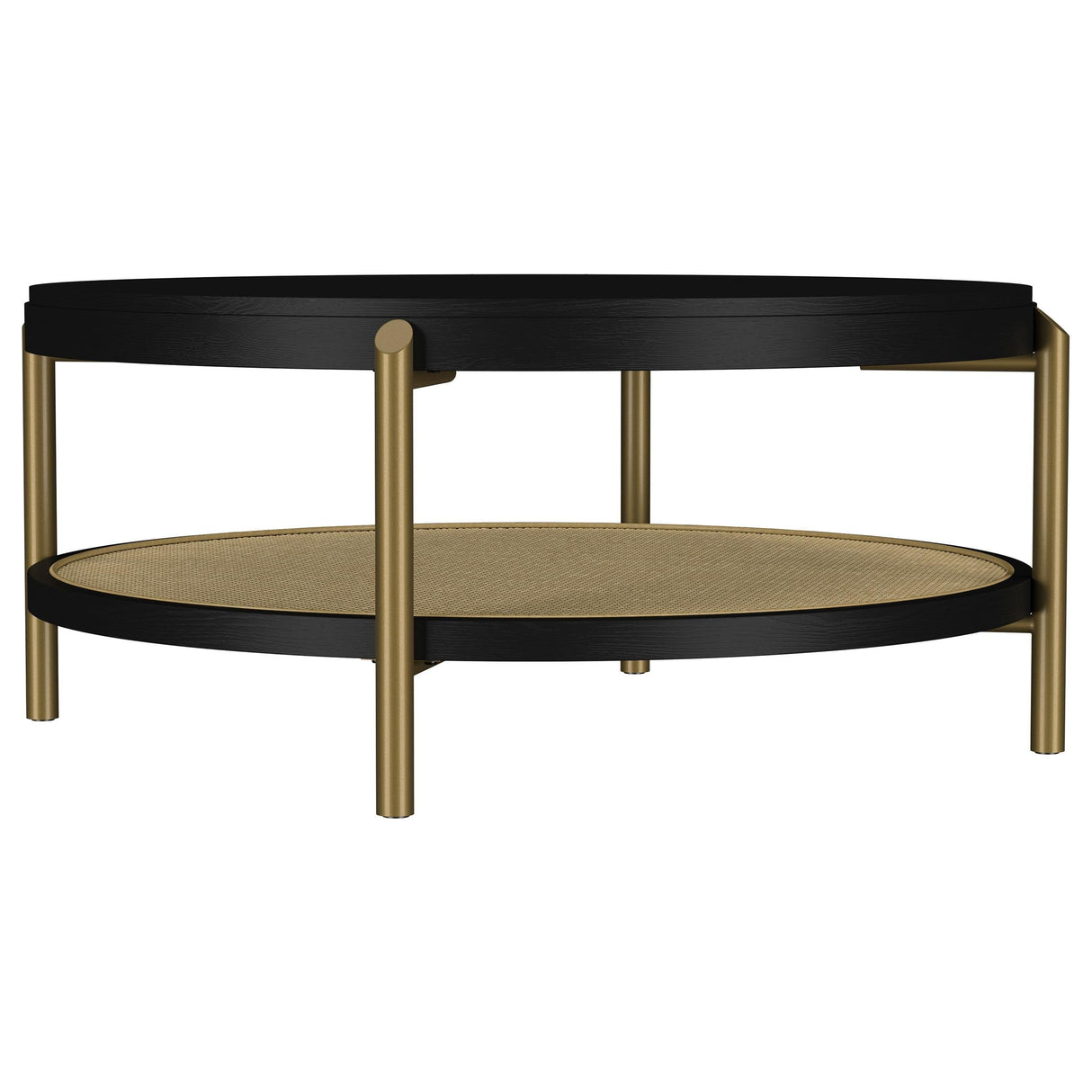 Arini Black Round Coffee Table With Storage Shelf by Coaster at Eve Furniture