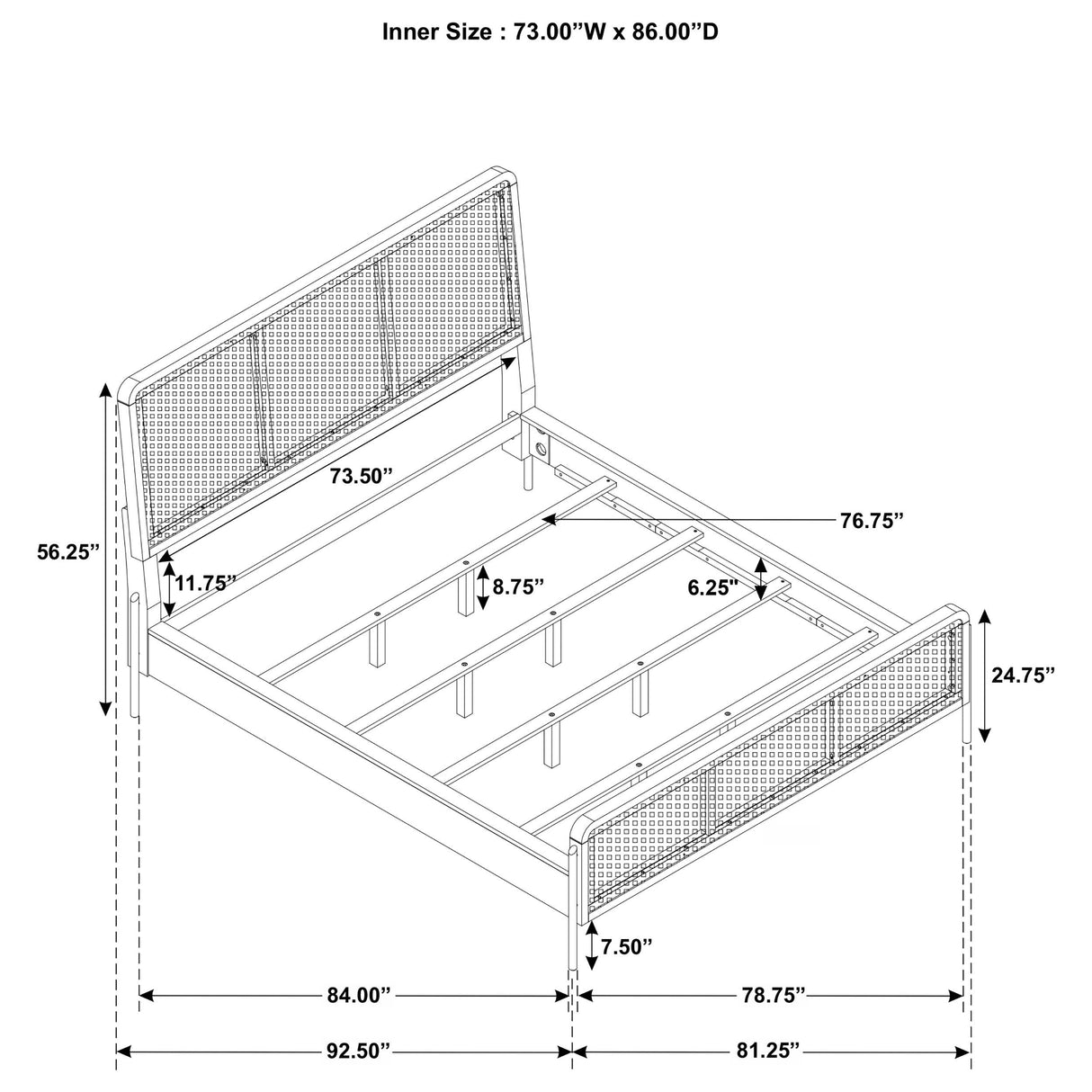 Arini Black and Natural Rattan California King Panel Bed by Coaster at Eve Furniture