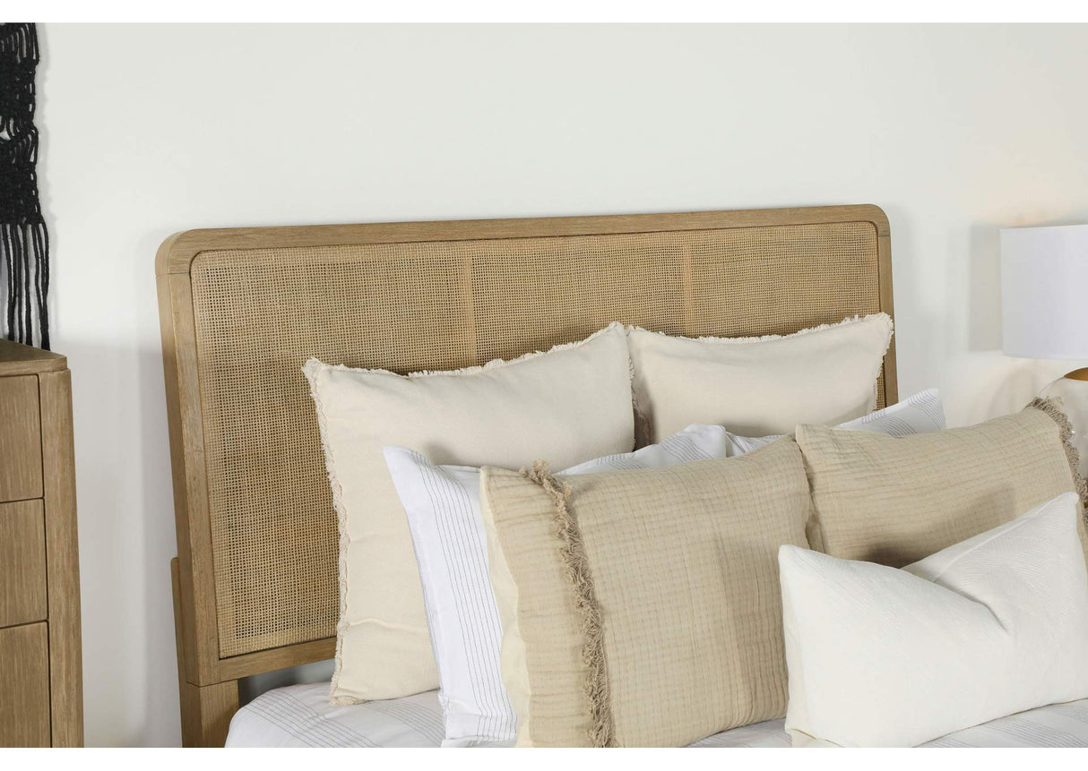 Arini Sand Wash and Natural Rattan California King Panel Bed by Coaster at Eve Furniture