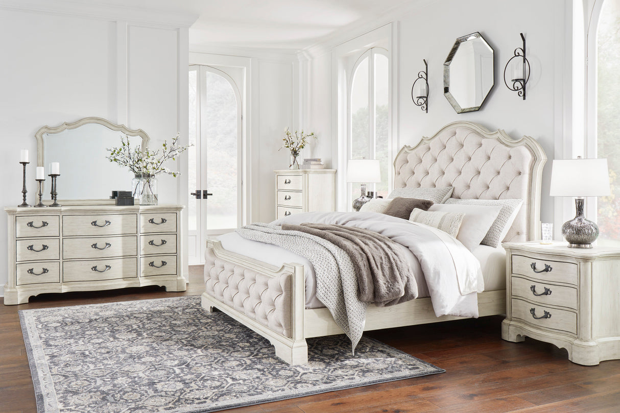 Arlendyne Antique White Upholstered Bedroom Set by Ashley at Eve Furniture